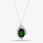 Second Hand Platinum 10.86ct Green Tourmaline & 0.17ct Brilliant Cut Diamond Large Oval Pendant & 18 Inch Curb Chain 43141049