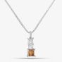 Second Hand Platinum 1.82ct Princess Cut Cognac Diamond Pendant & 16 Inch Box Chain 43141050