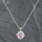 Second Hand Platinum 0.95ct Oval Cut Pink Topaz & 0.43ct Brilliant Cut Diamond Cluster Pendant & 16 Inch Trace Chain 43141067
