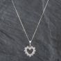 Second Hand Platinum 1.00ct Brilliant Cut Diamond Open Heart Pendant & 18 Inch Curb Chain 43141069