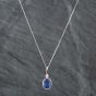 Second Hand Platinum 2.31ct Sapphire & Brilliant Cut Diamond Rubover Oval Setting Pendant & 18 Inch Curb Chain 43141071