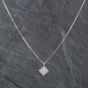Second Hand 9ct White Gold Brilliant Cut Diamond Pave Square Cluster Pendant & 16 Inch Box Chain 43141087