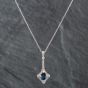 Second Hand 14ct White Gold Sapphire & Brilliant Cut Diamond Pendant & 16 Inch Trace Chain 43141090