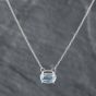 Second Hand 14ct White Gold 3.50ct Oval Cut Blue Topaz Pendant & 16 Inch Belcher Chain 43141102