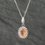 Second Hand Platinum Certificated 1.32ct Imperial Golden Topaz & 0.23ct Brilliant Cut Diamond Oval Cluster Pendant & 18 Inch Curb Chain 43141114