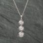 Second Hand Platinum 1.04ct Brilliant Cut Diamond Three Stone Pendant & 16 Inch Curb Chain 43141115