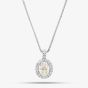 Second Hand Platinum 1.30ct Brilliant Cut Diamond Oval Halo Cluster Pendant & 16-18 Inch Box Chain 43141116