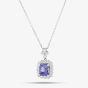 Second Hand Platinum 3.96ct Tanzanite & 1.02ct Brilliant Cut Diamond Rectangular Cluster Pendant & 16 Inch Trace Chain 43141143