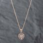 Second Hand 9ct Two Colour Gold 0.25ct Brilliant Cut Diamond Halo Heart Pendant & 18 Inch Prince Of Wales Chain 43141160