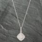 Second Hand 9ct White Gold 1.00ct Brilliant Cut Diamond Square Shaped Cluster Pendant & 18 Inch Trace Chain 43141163