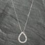 Second Hand 9ct White Gold 0.50ct Diamond Openwork Teardrop Pendant & 18 Inch Box Chain 43141166