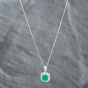 Second Hand Platinum 0.81ct Cushion Cut Emerald & 0.29ct Brilliant Cut Diamond Pendant & 16-18 Inch Box Chain 43141177