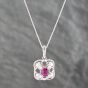 Second Hand Platinum 0.38ct Ruby & 0.08ct Brilliant Cut Diamond Oval Pendant & 18 Inch Curb Chain 43141185