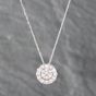 Second Hand 18ct White Gold 1.00ct Brilliant Cut Diamond Halo Cluster Pendant & 16-18 Inch Trace Chain 43141188