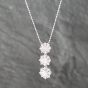 Second Hand 18ct White Gold 1.00ct Brilliant Cut Diamond Graduated Triple Cluster Pendant & 16-18 Inch Ball Chain 43141191