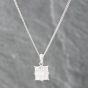 Second Hand Platinum 1.00ct Princess Cut Diamond Square Nine Stone Cluster Pendant & 16 Inch Curb Chain 43141194