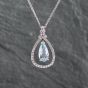 Second Hand 14ct White Gold 1.75ct Aquamarine & 0.35ct Brilliant Cut Diamond Tear Drop Pendant & 20 Inch Foxtail Chain 43141226