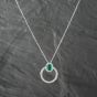 Second Hand 14ct White Gold Emerald & 0.45ct Diamond Oval Swivel Cluster Pendant & 16-18 Inch Trace Chain 43141229