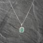 Second Hand Platinum 1.66ct Emerald & 0.47ct Brilliant Cut Diamond Cushion Shape Cluster Pendant & 16-18 Inch Box Chain 43141234