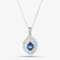 Second Hand Platinum Sapphire & 1.11ct Diamond Oval Cluster Pendant & 16 Inch Trace Chain 43141236