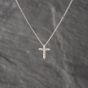Second Hand Platinum 0.30ct Brilliant Cut Diamond Set Cross Pendant & 16 Inch Curb Chain 43141238