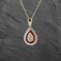 Second Hand 18ct Yellow Gold 2.50ct Ruby & 1.00ct Brilliant Cut Diamond Tear Drop Pendant & 21 Inch Curb Chain 43141255