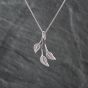Second Hand 18ct White Gold Diamond Triple Leaf Dropper Pendant & 16 Inch Trace Chain 43141259