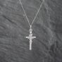 Second Hand White Gold Crucifix Cross Pendant & 18 Inch Curb Chain 43141263