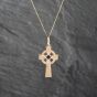Second Hand 9ct Yellow Gold Garnet Set Celtic Cross Pendant & 18 Inch Curb Chain 43141268