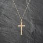 Second Hand 9ct Yellow Gold Engraved Cross Pendant & 18 Inch Curb Chain 43141271