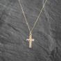 Second Hand 9ct Yellow Gold Plain Cross Pendant & 18 Inch Curb Chain 43141273