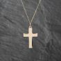 Second Hand 9ct Yellow Gold Plain Cross Pendant & 18 Inch Curb Chain 43141275