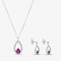 Second Hand 18ct White Gold 0.41ct Ruby & 0.11ct Brilliant Cut Diamond Teardrop 16-18 Inch Trace Jewellery Set 43141277