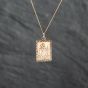 Second Hand 9ct Yellow Gold Oblong St Christopher Pendant & 18 Inch Curb Chain 43141281