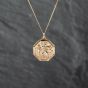 Second Hand 9ct Yellow Gold Hexagon St Christopher Pendant & 18 Inch Curb Chain 43141282