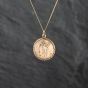 Second Hand 9ct Yellow Gold Round St Christopher Pendant & 18 Inch Curb Chain 43141284