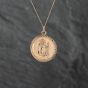 Second Hand 9ct Yellow Gold Round St Christopher Pendant & 18 Inch Curb Chain 43141285