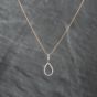 Second Hand 9ct Yellow Gold Cubic Zirconia Open Tear Drop Set Pendant & 16 Inch Belcher Chain 43141290