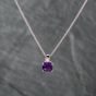 Second Hand 9ct White Gold Amethyst & Cubic Zirconia Pendant & 16 Inch Spiga Chain 43141291