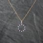 Second Hand 9ct Yellow Gold Sapphire & Cubic Zirconia Open Circle Pendant & 16-18 Inch Trace Chain 43141292