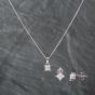 Second Hand 18ct White Gold 0.24ct Princess Cut Diamond 16 Inch Pendant Curb Jewellery Set 43141296
