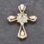 Second Hand 14ct Yellow Gold Blue Topaz & Opal Fancy Cross Loose Pendant 43141298