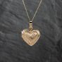 Second Hand 9ct Yellow Gold Heart Engraved Locket Pendant & 18 Inch Curb Chain 43141301