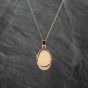 Second Hand 9ct Yellow Gold Oval Plain Locket Pendant & 18 Inch Curb Chain 43141305