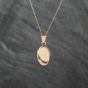 Second Hand 9ct Yellow Gold Oval Plain Locket Pendant & 18 Inch Curb Chain 43141307
