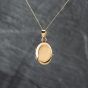 Second Hand 9ct Yellow Gold Oval Plain Locket Pendant & 18 Inch Curb Chain 43141308