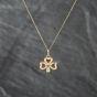 Second Hand 9ct Yellow Gold Clover Pendant & 18 Inch Curb Chain 43141311