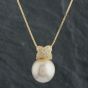 Second Hand 18ct Yellow Gold Diamond & 0.32ct South Sea Pearl Pendant & 18 Inch Box Chain 4314132