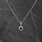 Second Hand Platinum 0.96ct Sapphire & 0.43ct Brilliant Cut Diamond Pear Shaped Cluster Pendant & 16 Inch Box Chain 43141343