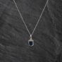 Second Hand 9ct White Gold 1.50ct Sapphire & 0.10ct Diamond Pendant & 16-18 Inch Trace Chain 43141344